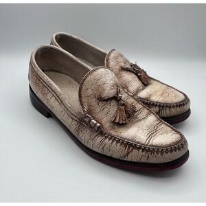 Vintage Biltrite Alligator Embossed Leather Tassel Loafers Brown Men's Shoes‎ 11